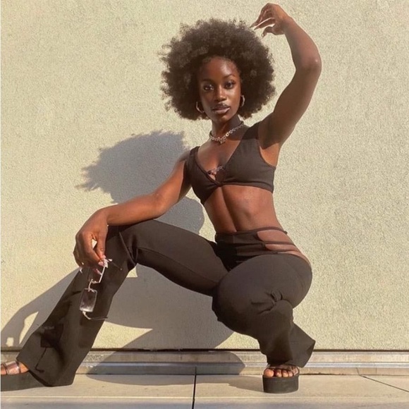 I.AM.GIA Lucid Pant Strappy Side Cutout Flare Black Small NWT - Picture 12 of 12